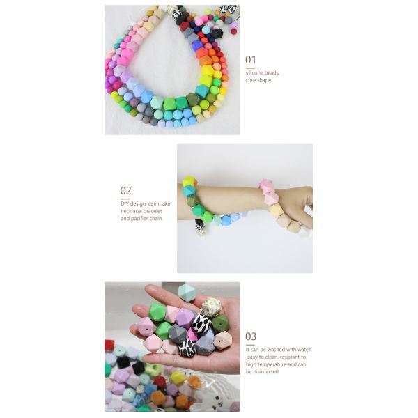 17mm Hexagon Silicone Teething Bead Eco Friendly Safety Chewable For Baby Teething