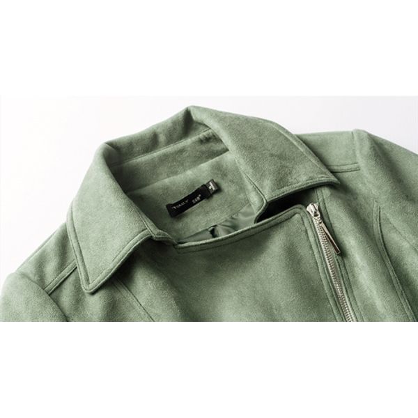 Olive & Pink Color Spring Women Ladies Pu Jacket With Zip Through