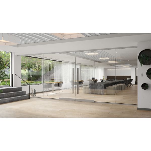 Floor Spring Pivot Door Frameless Glass Partitions With Ultra Clear Insulated Glass