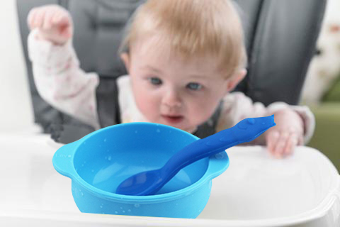 Food Grade Silicone Kids Bowls And Spoons Cute Silicone Baby Feeding Tool Soft Safe Silicone Baby Spoons And Bowl