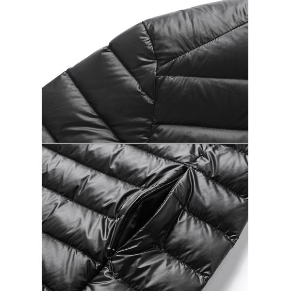 Utility Thin Cotton Padded Coat Zipper Stand Collar Down Puffer Jacket For Men