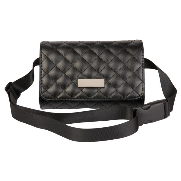 Black Fashion Waterproof Waist Bag Portable For Jewelry Leather Material