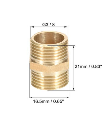 Brass Pipe Fitting Connector Straight HeX Nipple Coupler 3/8 X 3/8 G Male Thread Hose Fittings Gol Brass Stopcock Valves