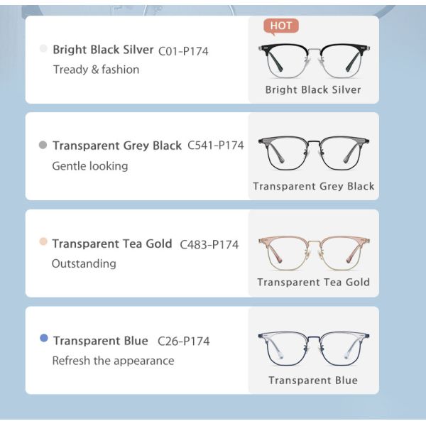 Classic Square Combination Glasses Men TR Titanium Frame Anti Blue Light