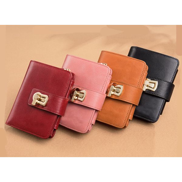 Purse lady short 2019 leather zipper folding card bag integrated fashion women's multi-function small wallet