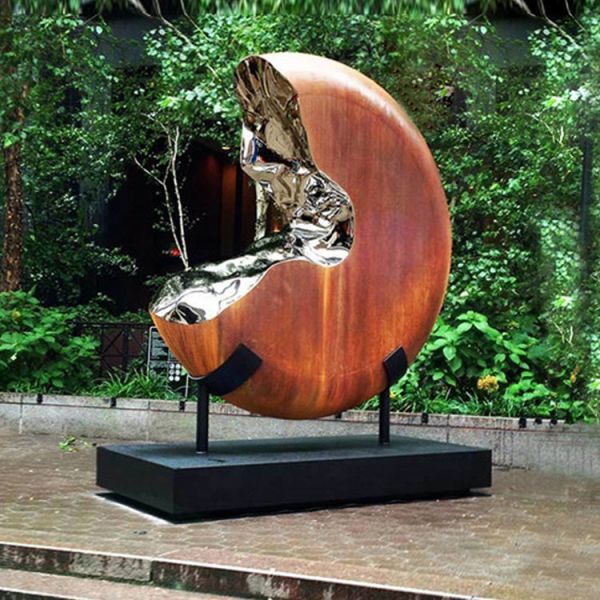 Top Corten Steel Outdoor Abstract Home Decor Sculpture With Stainless Steel