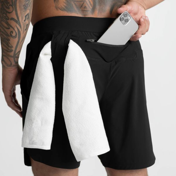 Drawstring Men Sports Shorts Polyester Woven Plain Jogger Workout Shorts
