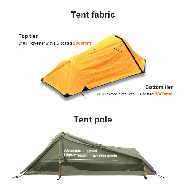 210T Polyester Camping Outdoor Tents Widened Breathable Hooped Bivvy Bag Tent