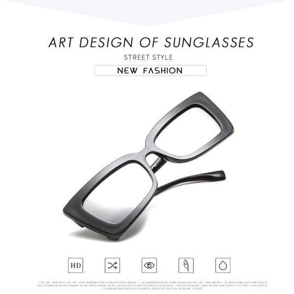BSCI Trendy Fashion Sunglasses Women Rectangle Frame Clear Mirror Lens Glasses UV400