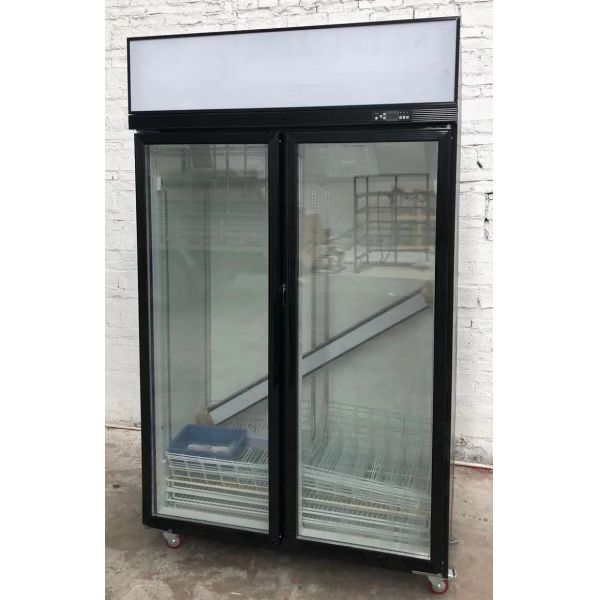 2 glass door beverage beer bottle display freezer Refrigerated supermarket display cabinet air cooled upright chiller