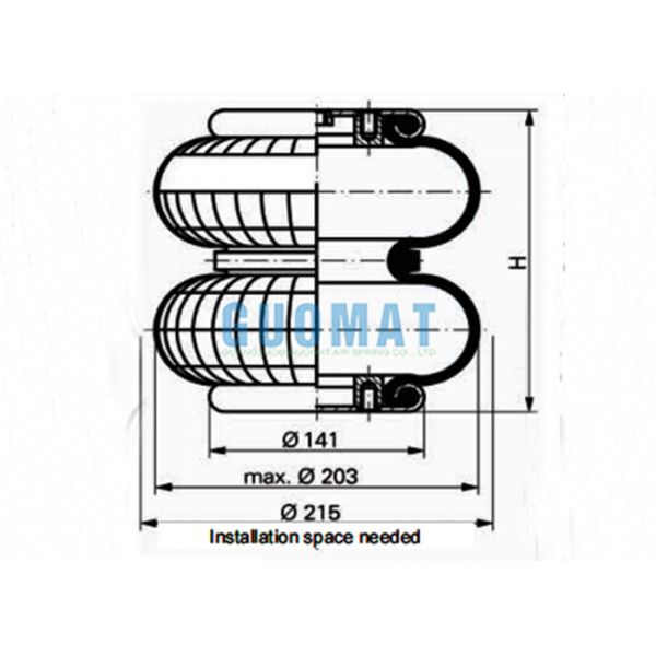 Gas Filled Double Convoluted Air Suspension Bellow WBZ250-E1 WBZ250-E2 Weforma Air Spring