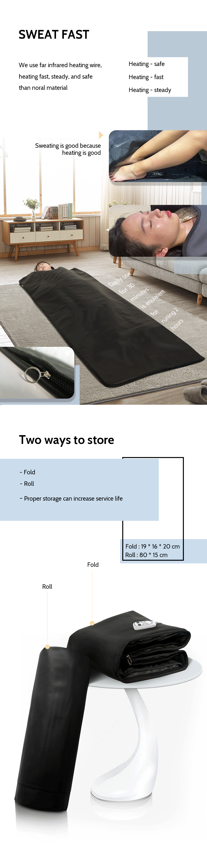 Huikang Heated Far Infrared Sauna Blanket Wrap Detox And Weight Loss ODM