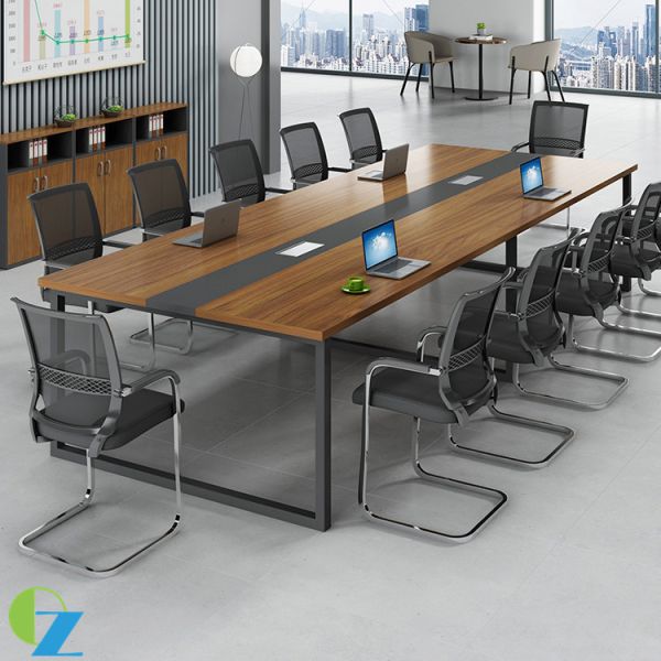 Powder coating KD Modern Office Meeting Table Wooden Panel Top