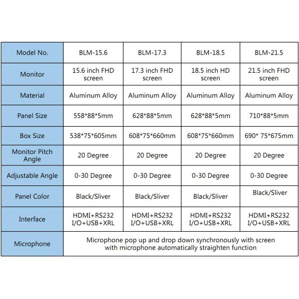 BNT 17 3 Retractable Touch Screen Hidden in Meeting Table Motorized Monitor Lift