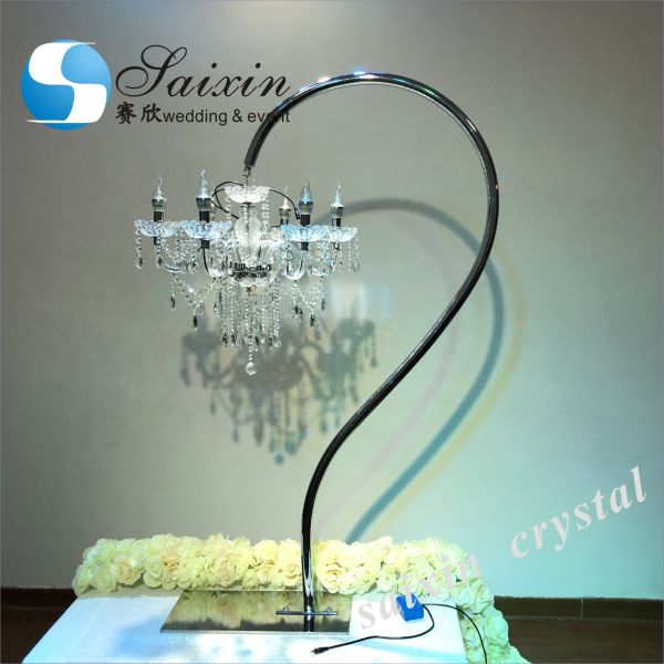 New ! Gorgeous gold stand with crystal chandelier for wedding table decoration center pieces