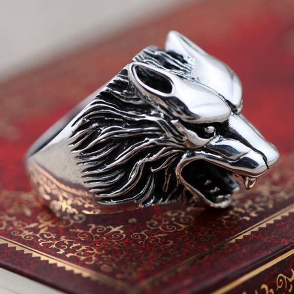 Men's Thailand Sterling Silver Vintage Wolf 925 Silver Ring (R6030807)