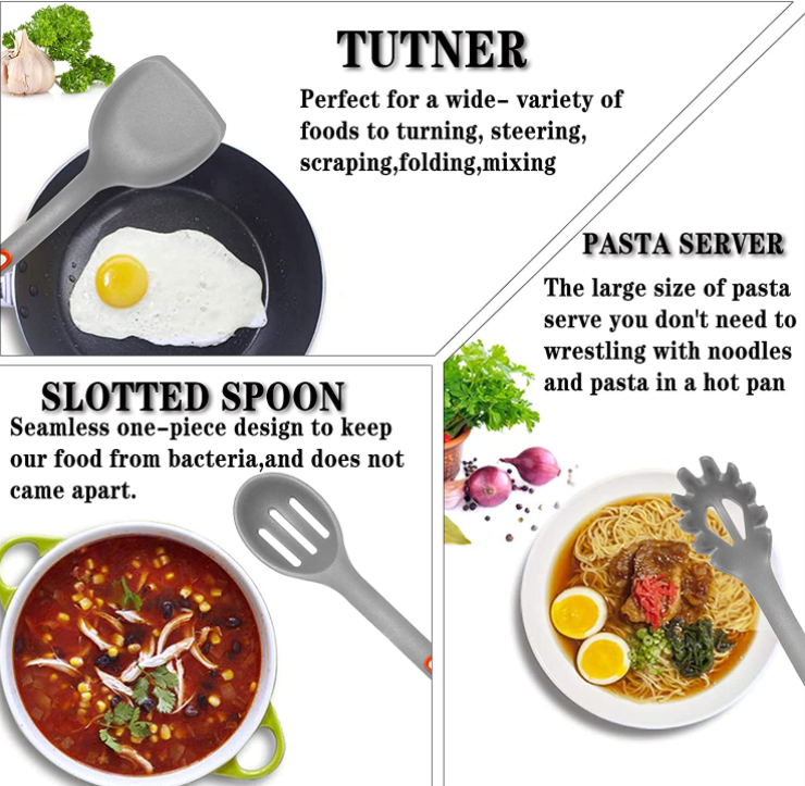 Kitchen Utensils Silicone Kitchen Utensil Sets Cooking Spoon Dishwasher Safe