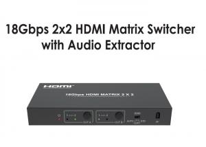 Quality Type A 18Gbps 2x2 HDMI Matrix Switcher With Audio Extractor wholesale