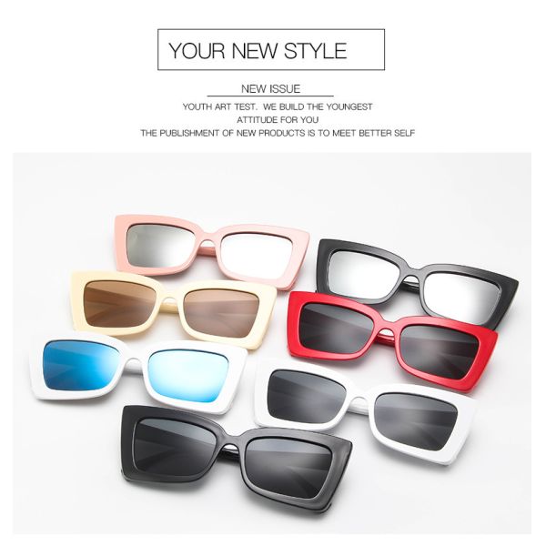 BSCI Trendy Fashion Sunglasses Women Rectangle Frame Clear Mirror Lens Glasses UV400