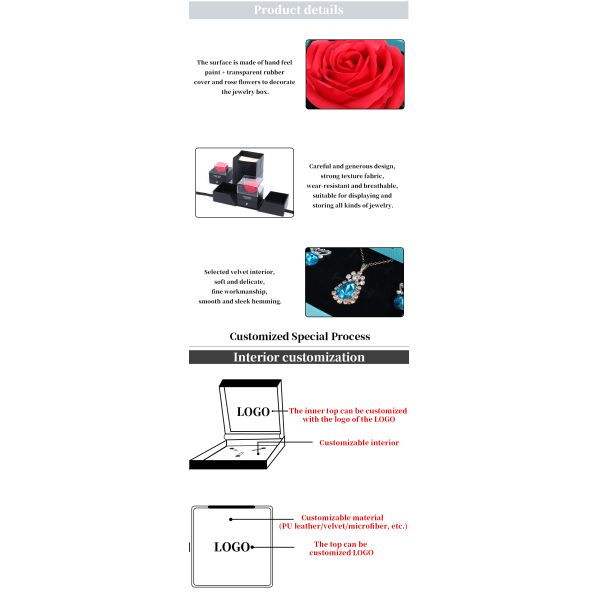 Valentine's Day Rose Box Drawer Type Jewelry Packaging Box with Square Shape