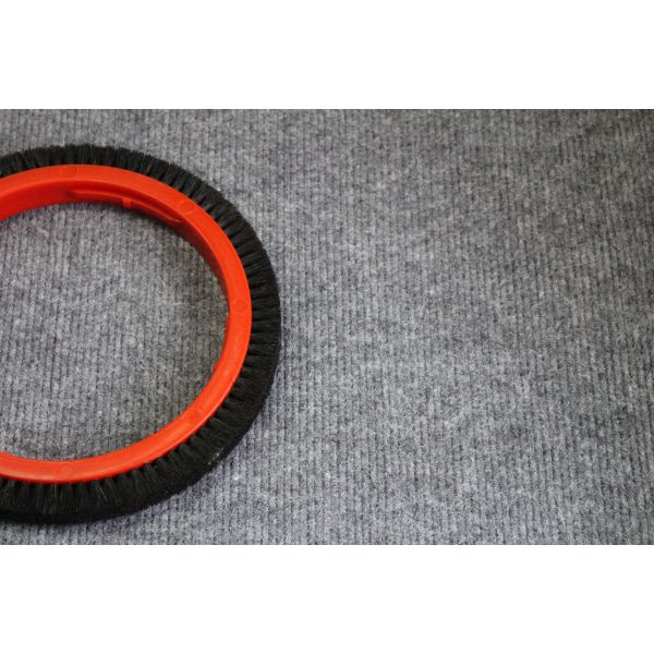 Monforts Stenter Machine Parts Red Plastic Body Brush Wheel Black Bristle Pig Hair 220mm Outer Dia