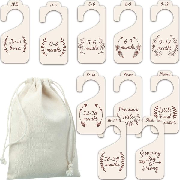 Hot Selling Eco-friendly Wooden Baby Closet Dividers Hanging Set For Newborn Gift