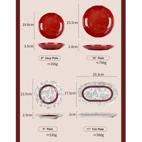 Valentine'S Day 6-Person Porcelain Tableware Gift Set For Wife Girlfriend Or Lovers