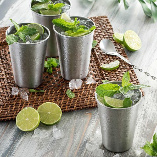 2Pc 304 Stainless Steel Cup 13.52oz 400ml Water Cup Unbreakable Shatterproof Metal Drinking Tumbler For Bar Restaurant Gold