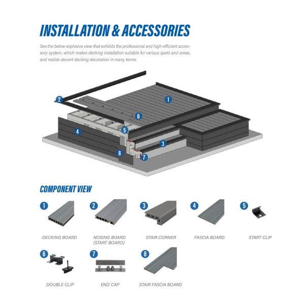 WPC/BPC Teak Color WPC Terrace Outdoor Fireproof Capped Wood Fiber Waterproof High Quality Composite Decking Anti-slip