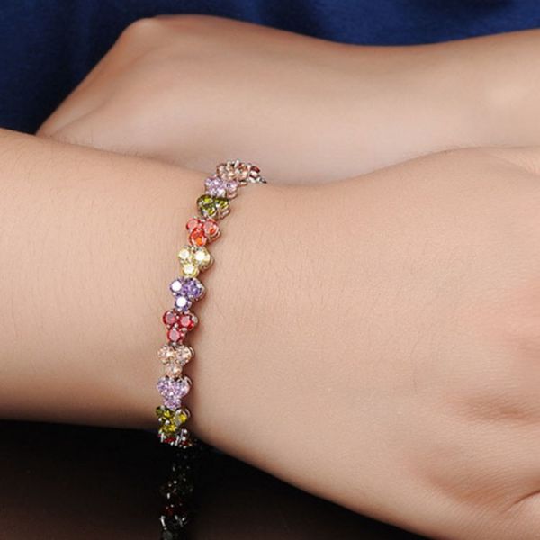 Multicoloured Cubic Zirconia Tennis Bracelet for Women Wedding Jewelry (JDS935COLOR)
