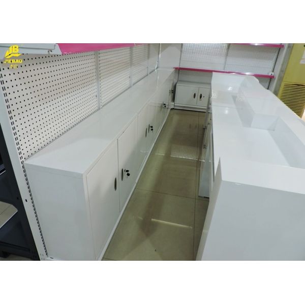 Perforated Backing Pharmacy Display Racks Optional Light Box / Cabinet