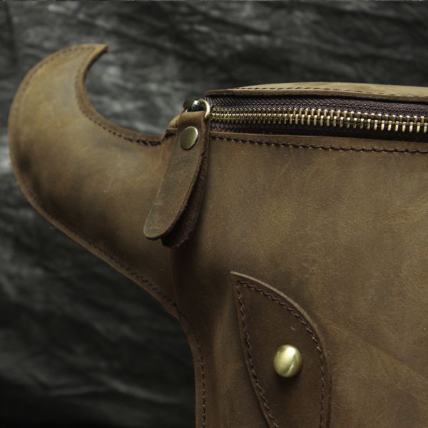 Bull Head Suede Leather Backpack