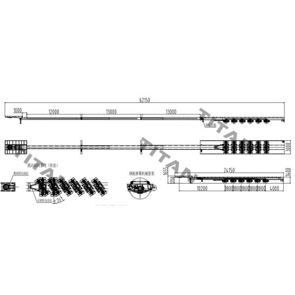 62m Telescopic Trailer Extendable Semi Trailer for Windmill Blade Transportation