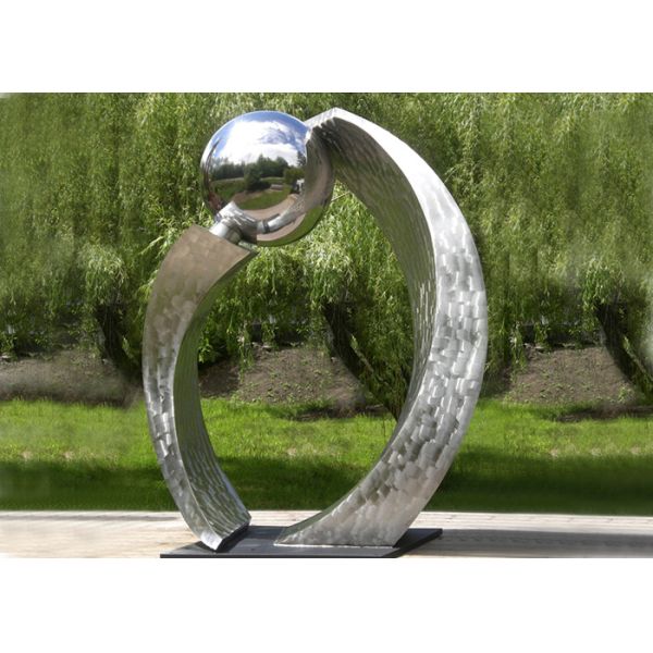 Silver Polished Contemporary Garden Sculpture Stainless Steel For City Decoration
