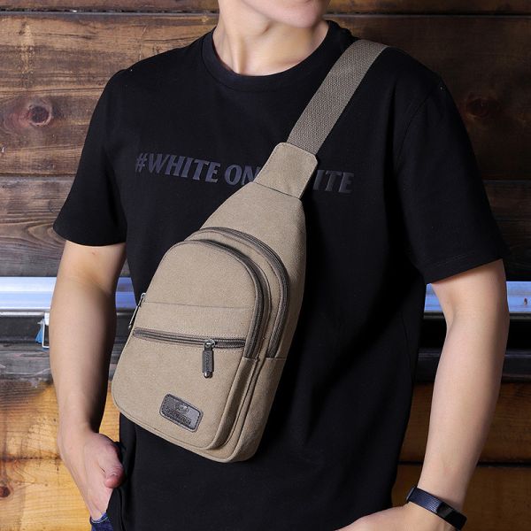 Men Sling Crossbody Bag Sports Chest Picnic Canvas Messenger Bag