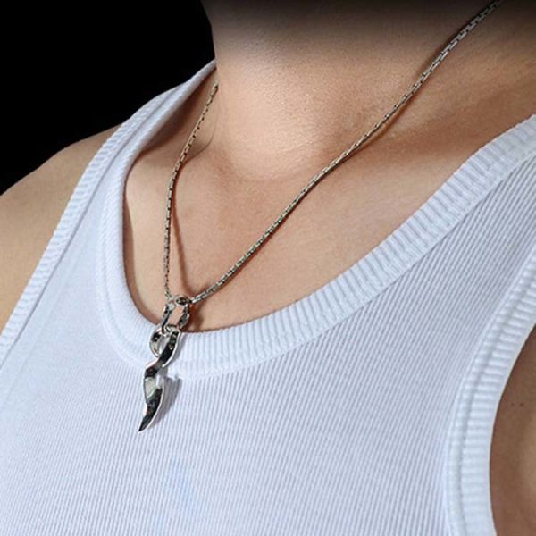 Men's Sterling Silver Dragon Pendant Necklace with Thai Vintage Style Jewelry(N020987W)