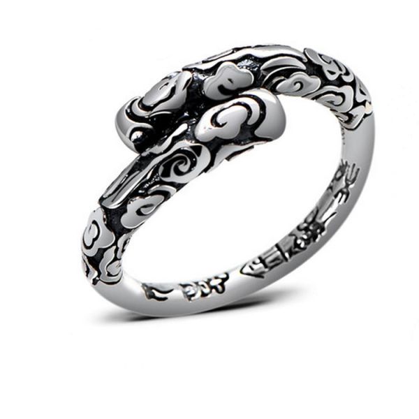 Retro Sterling Silver Ring Vintage Golden Cudgel Adjustable Band Ring(XH054454W)