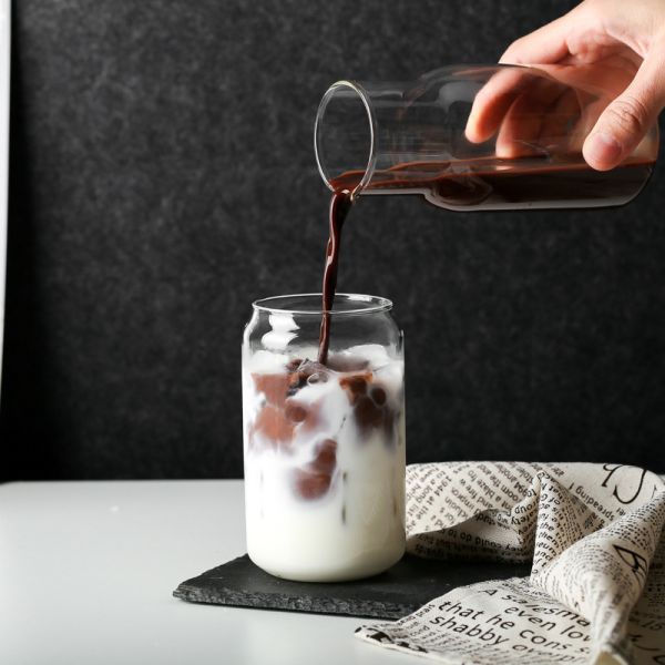 Reusable Borosilicate Glass Tumbler With Straws , Stain Free Glass Cappuccino Cups