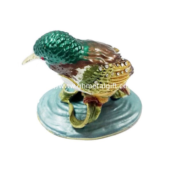 Top sale bird shaped metal jewelry box bird enamel trinket boxes
