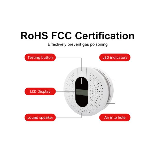 10 Year Life 90db Smoke Alarm And Carbon Monoxide Detector Fire Alarm Household With Digital Display