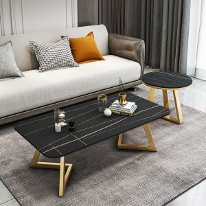 Rectangle SS Modern Marble Coffee Tea Table Matte Finish