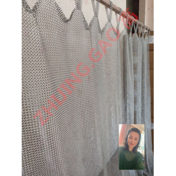 Height 3m Width 8m Titanium Plating Silver Chain Mail Ring Mesh Closure Curtain