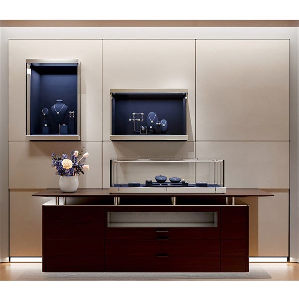 Luxury Microfiber Fabric Jewelry Counter Display Props Set Customized Size