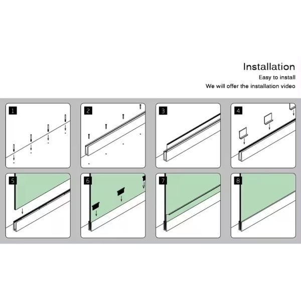 Custom Frameless Aluminium Channel Glass Balustrade For Terrace Outdoor