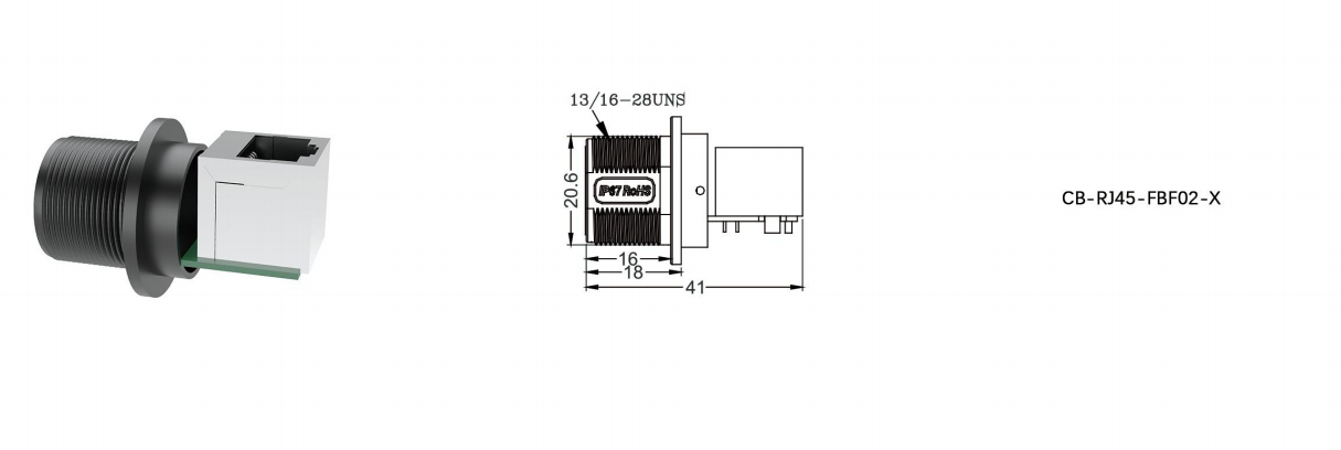 M20 Panel RJ45 Signal Cable Connector Waterproof 180 Degree Crystal Aviation Plug