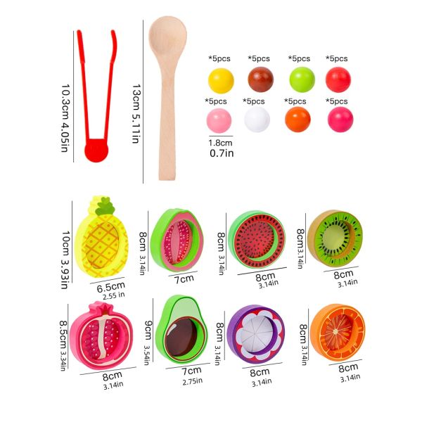 Wholesale Fruit Color Matching Bead Game Wooden Kitchen Toy Pretend Play Toy Early Educational Toys
