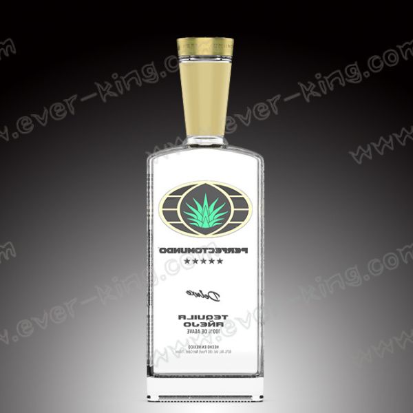 SGS Approval Clear Rectangular Shape Tequila Glass Bottle