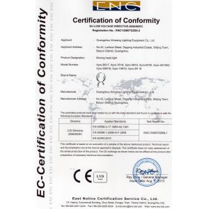 Guangzhou Baiyun Xinxiang lighting equipment factory Certifications