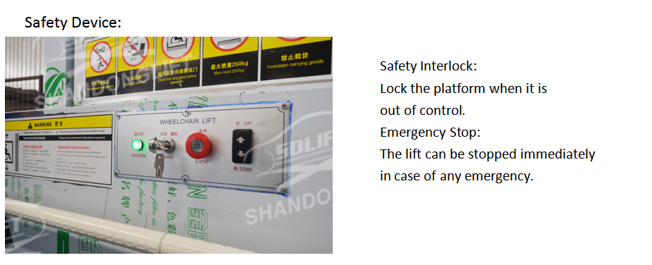 Stainless Steel Outdoor Hydraulic Disability Lifting Equipment 300kgs Loading Capacity