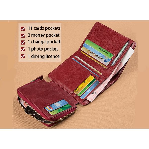Purse lady short 2019 leather zipper folding card bag integrated fashion women's multi-function small wallet